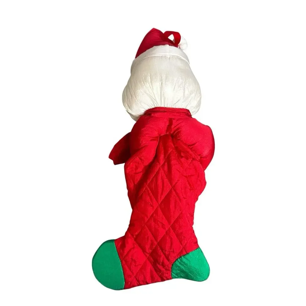 International Silver Co Vintage Nylon Puff Santa Claus Christmas Stocking